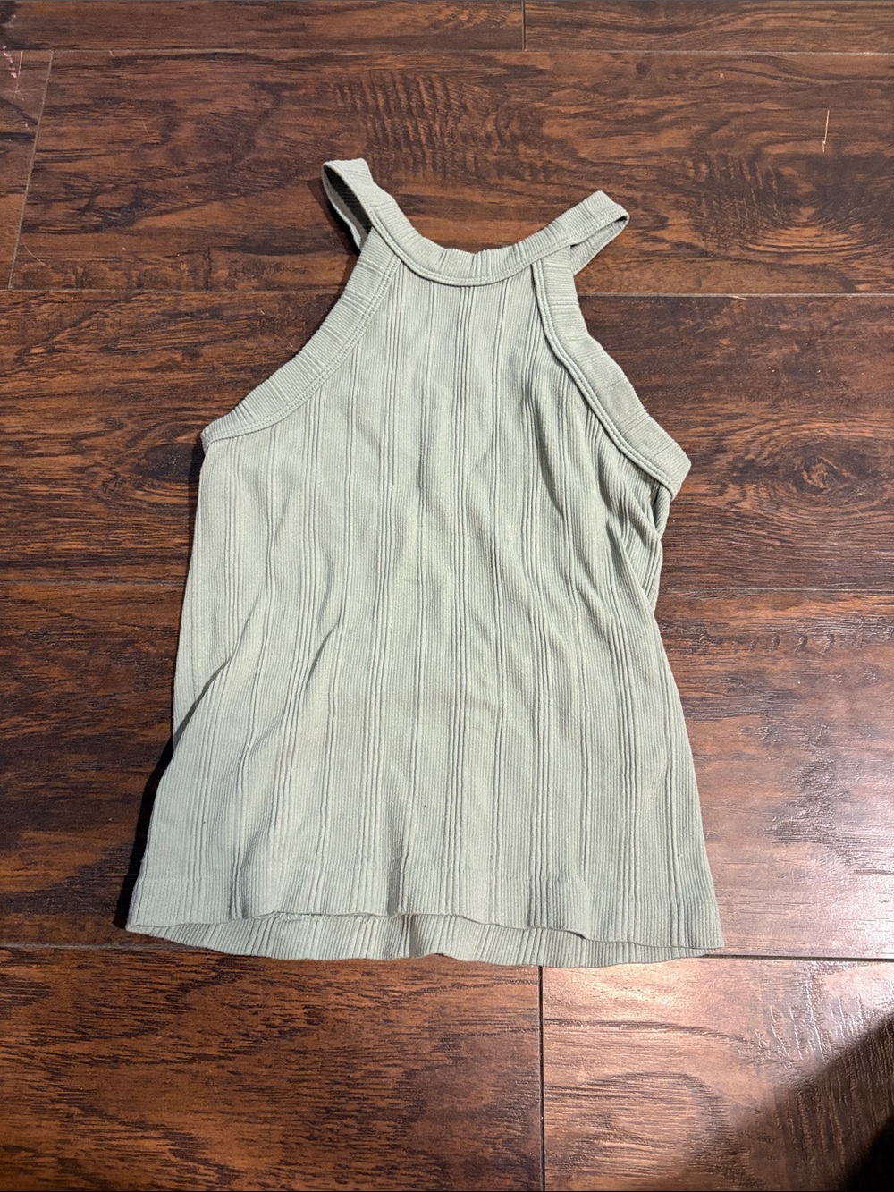 Charlotte Russe Sage Green Ribbed Halter Tank
